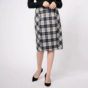 Susan Graver Printd Ponte Knit Pull-On Pencil Skirt-Gray/Black-Petite XL-A623768